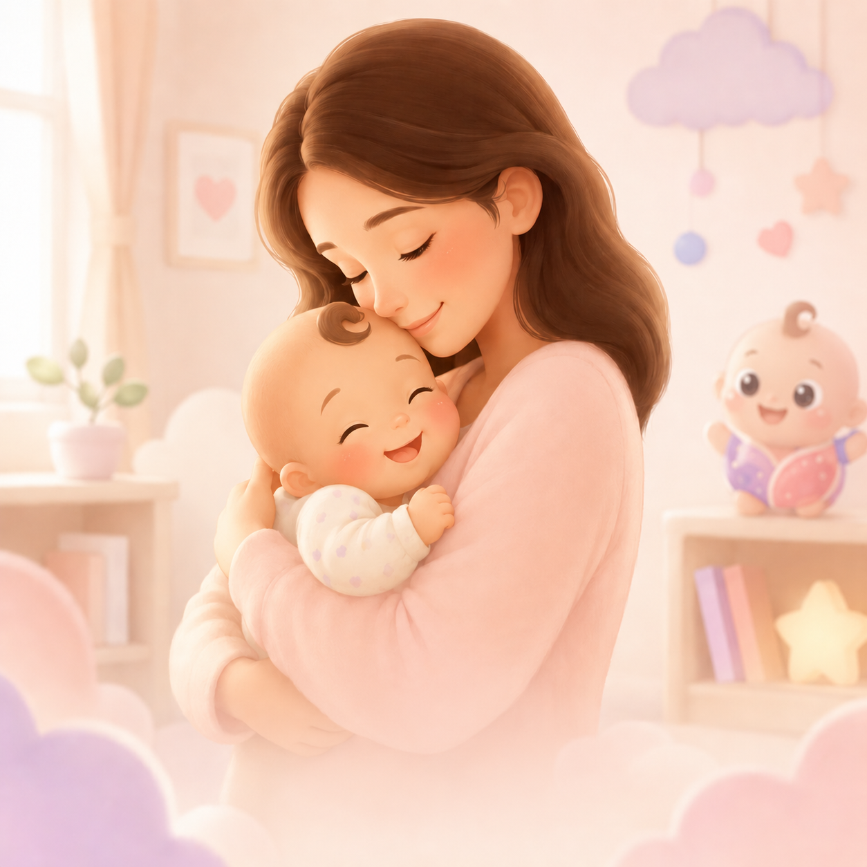 Mom holding baby